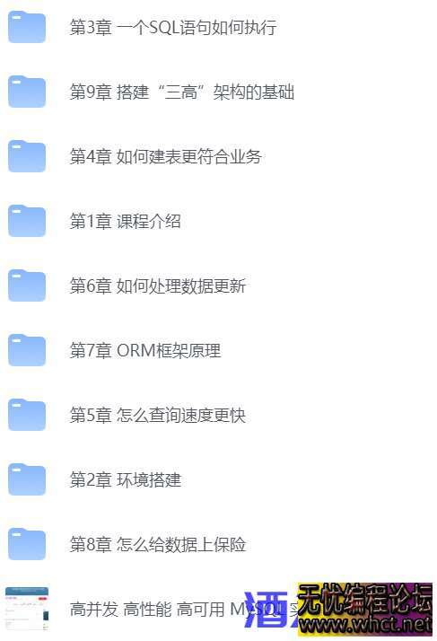 高并发 高性能 高可用 MySQL 实战课程  4407 无忧技术吧www.whct.net