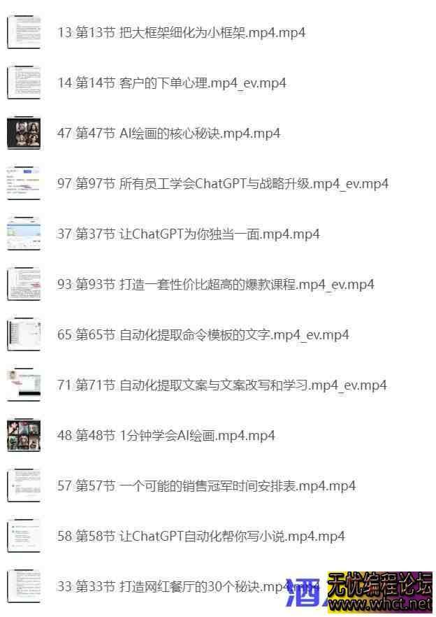ChatGPT运营秘诀与变现攻略（100节课）  5615 无忧技术吧www.whct.net