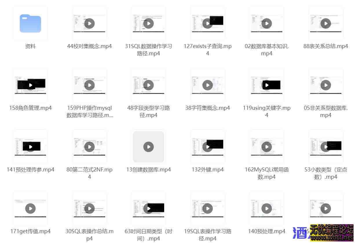 6天掌握Mysql基础视频【完整资料】  163 无忧技术吧www.whct.net