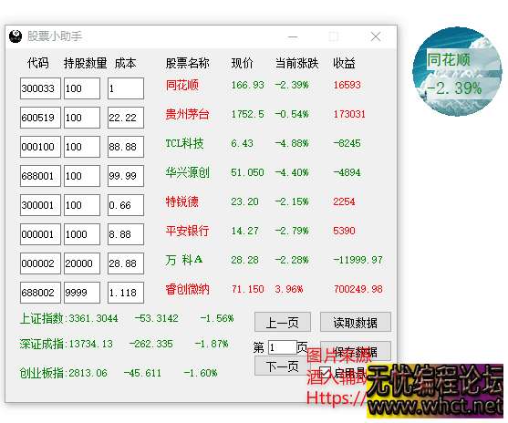 易语言写股票小助手3.0附源码  5433 无忧技术吧www.whct.net