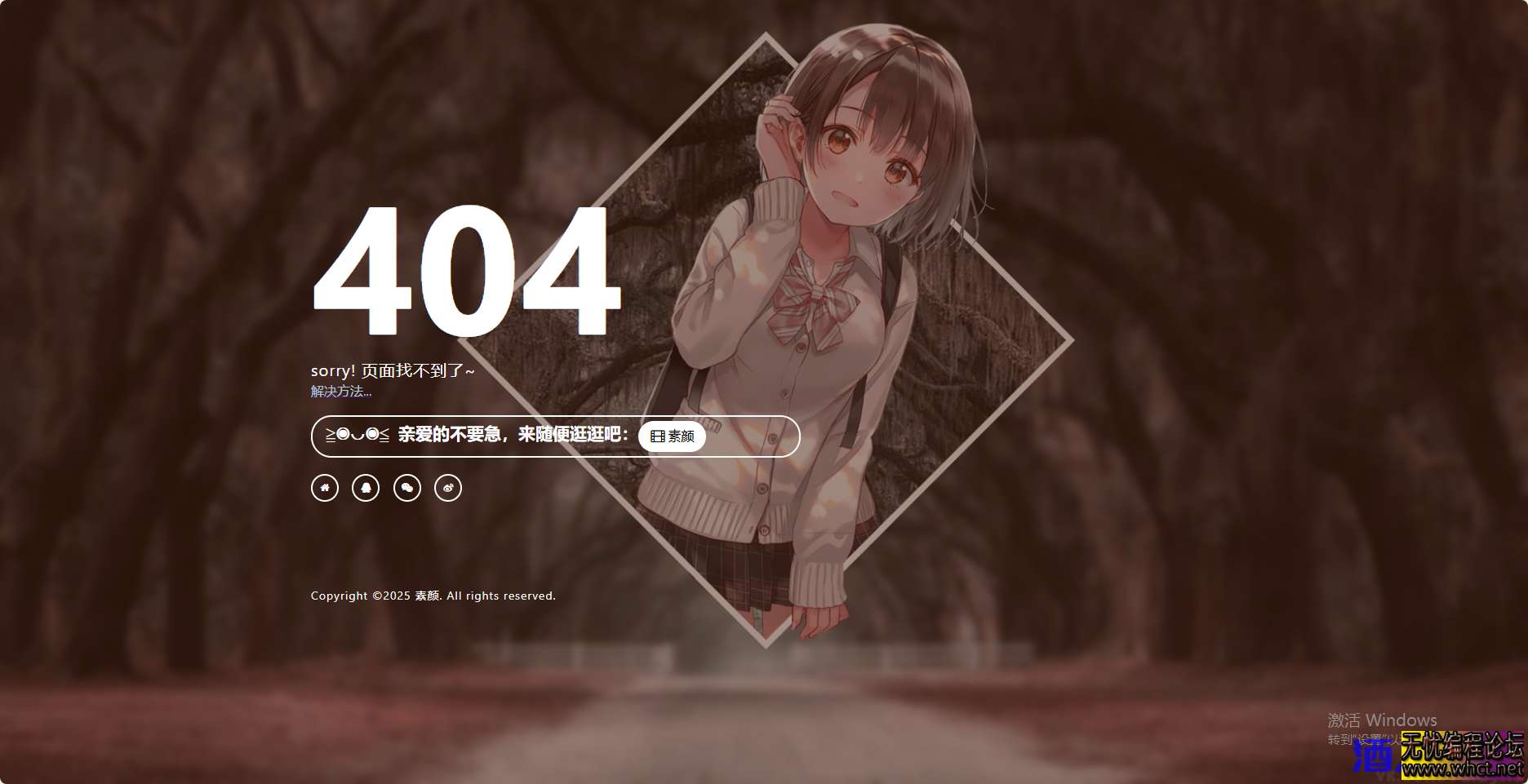 一款好看404页面源码  8588 无忧技术吧www.whct.net