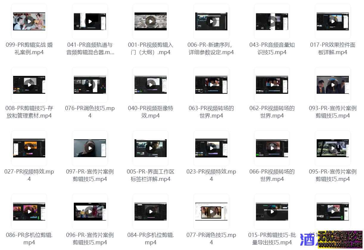 PR从零基础入门到视频剪辑大神教程（100集全）  2035 无忧技术吧www.whct.net