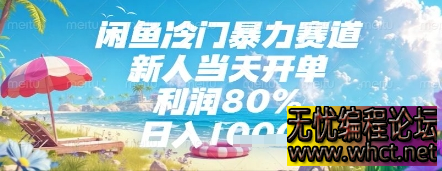 闲鱼冷门暴力赛道，新人当天开单，利润80%，日入几张，长期可做【揭秘】  4089 无忧技术吧www.whct.net