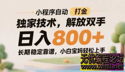 微信小程序自动打金实战课：零基础日入 800 + 全攻略  1981 无忧技术吧www.whct.net