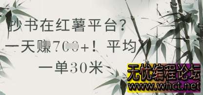 小红书抄书变现项目解析：AI 辅助 + 手写定制，单单 30 元日赚可观  8297 无忧技术吧www.92wuyou.cn