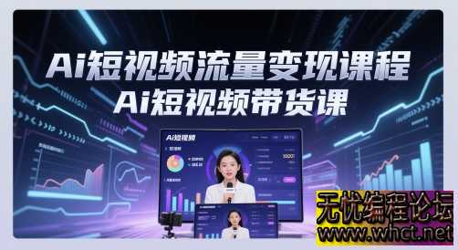 Ai短视频流量变现课程，Ai短视频带货课  3871 无忧技术吧www.whct.net