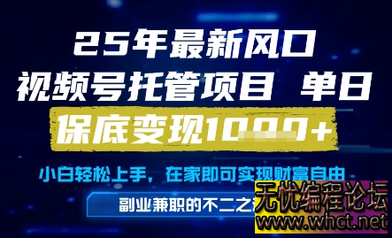 2025 年视频号托管项目全揭秘：零操作日赚 1k + 的躺赚模式  2350 无忧技术吧www.whct.net