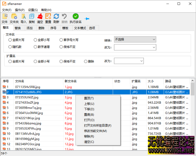 zRenamer_v1.6 文件批量改名工具（绿色小巧，即时预览）  6141 无忧技术吧www.92wuyou.cn