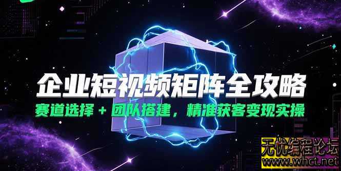 企业短视频矩阵全攻略，赛道选择+团队搭建，精准获客变现实操  5344 无忧技术吧www.92wuyou.cn