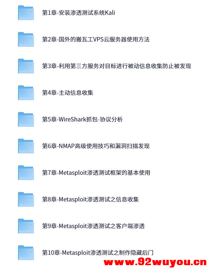Kali渗透测试与Web安全实战 – 从零基础到高级攻防  6757 无忧技术吧www.92wuyou.cn