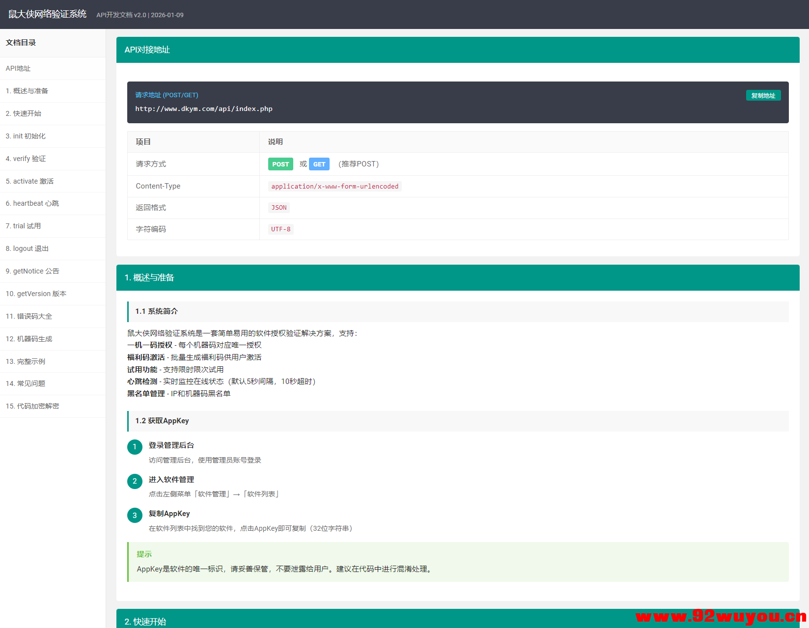 鼠大侠网络验证系统源码 一机一码授权验证 全开源  6169 无忧技术吧www.92wuyou.cn